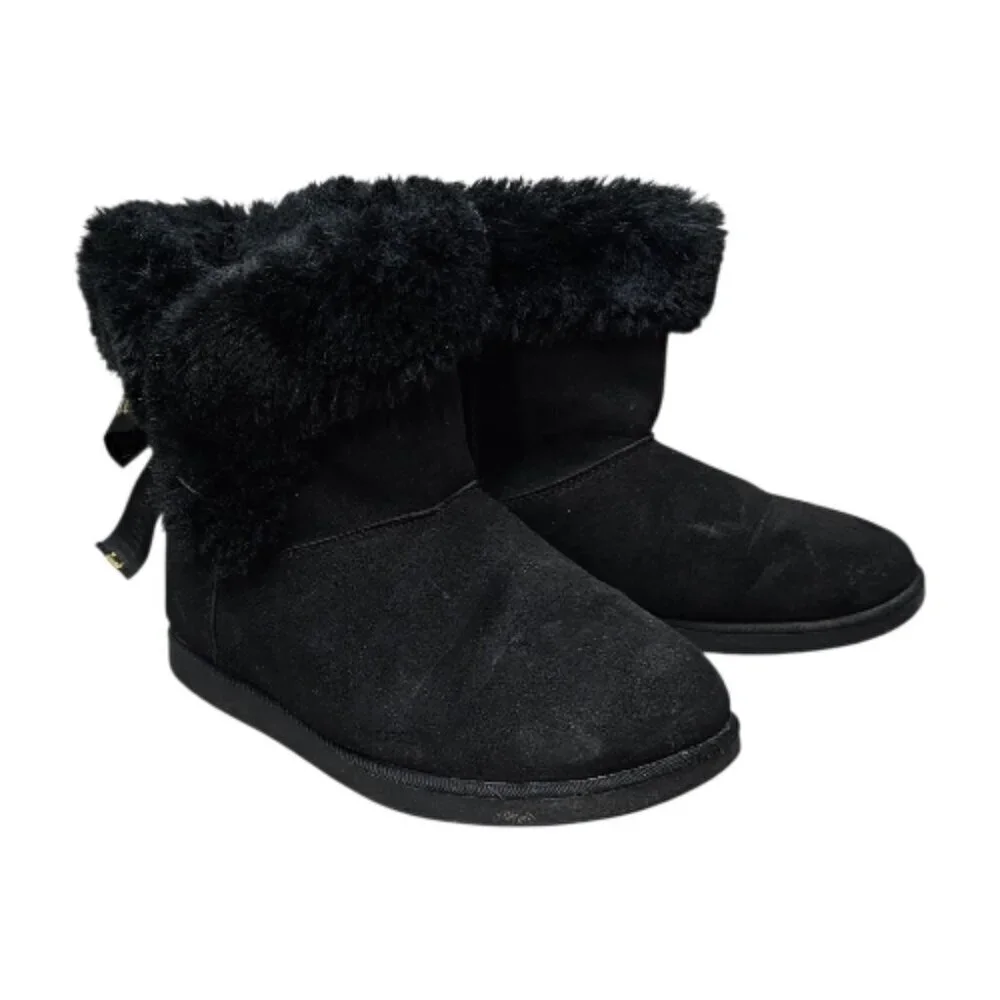 Juicy Couture King 2 Faux Suede Cozy Warn Slip On Black Winter Ankle Boots